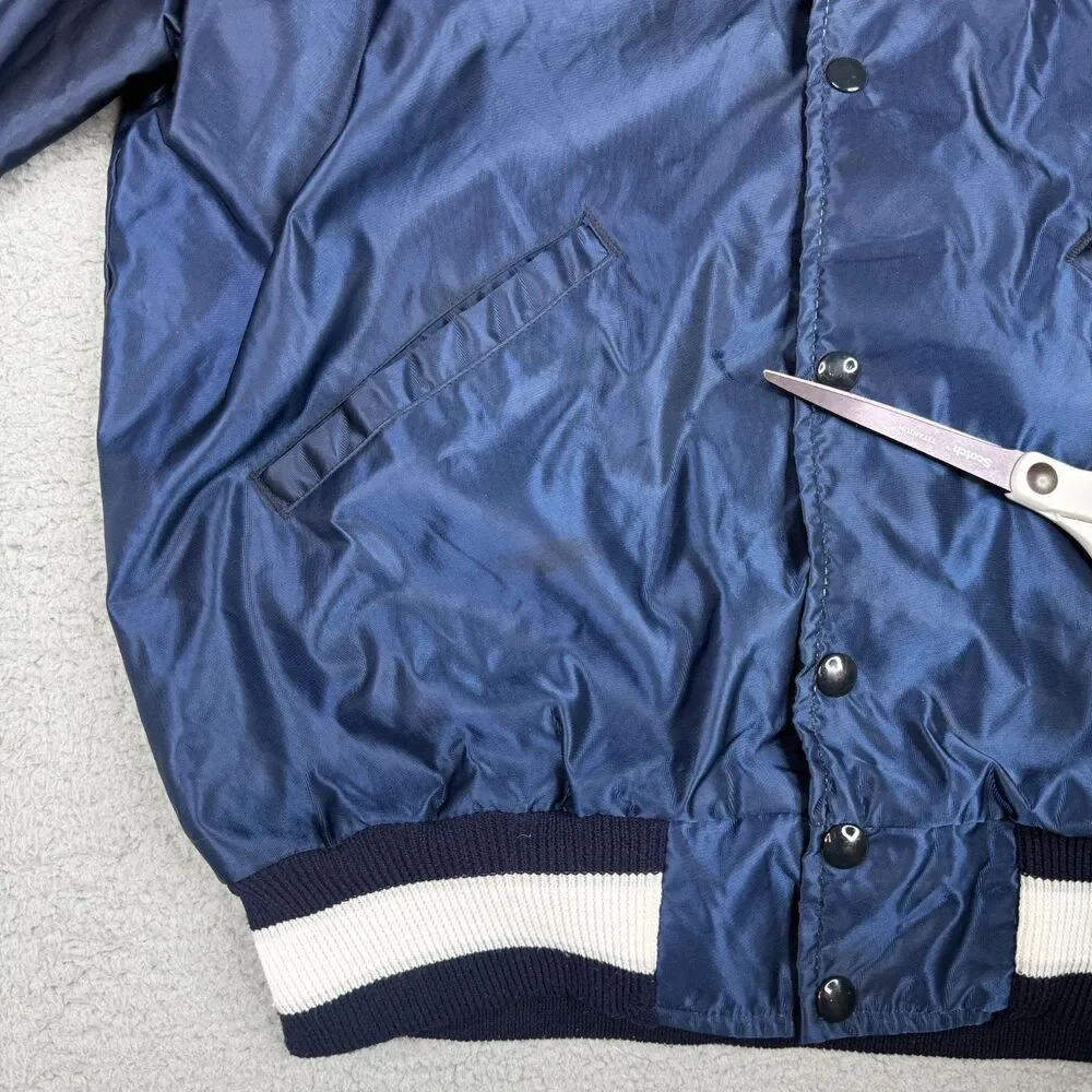 VTG New York Yankees Jacket Mens Large Navy Satin Snap‎ DeLONG USA MLB Baseball